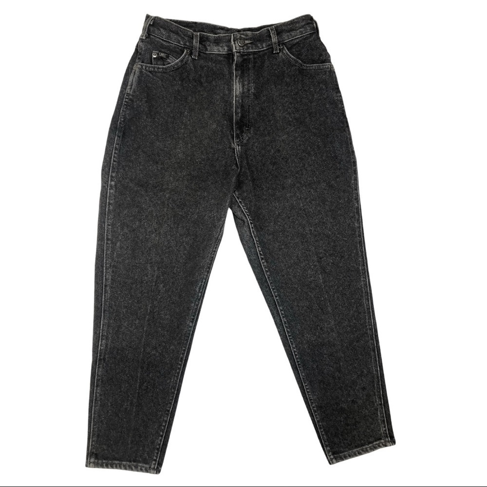 Vintage Lee Tapered High Rise Mom Jeans Black Wash Sz 12 Petite